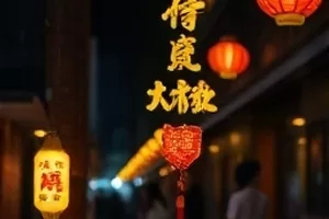 双生旅馆中走廊两侧对称房门的构图